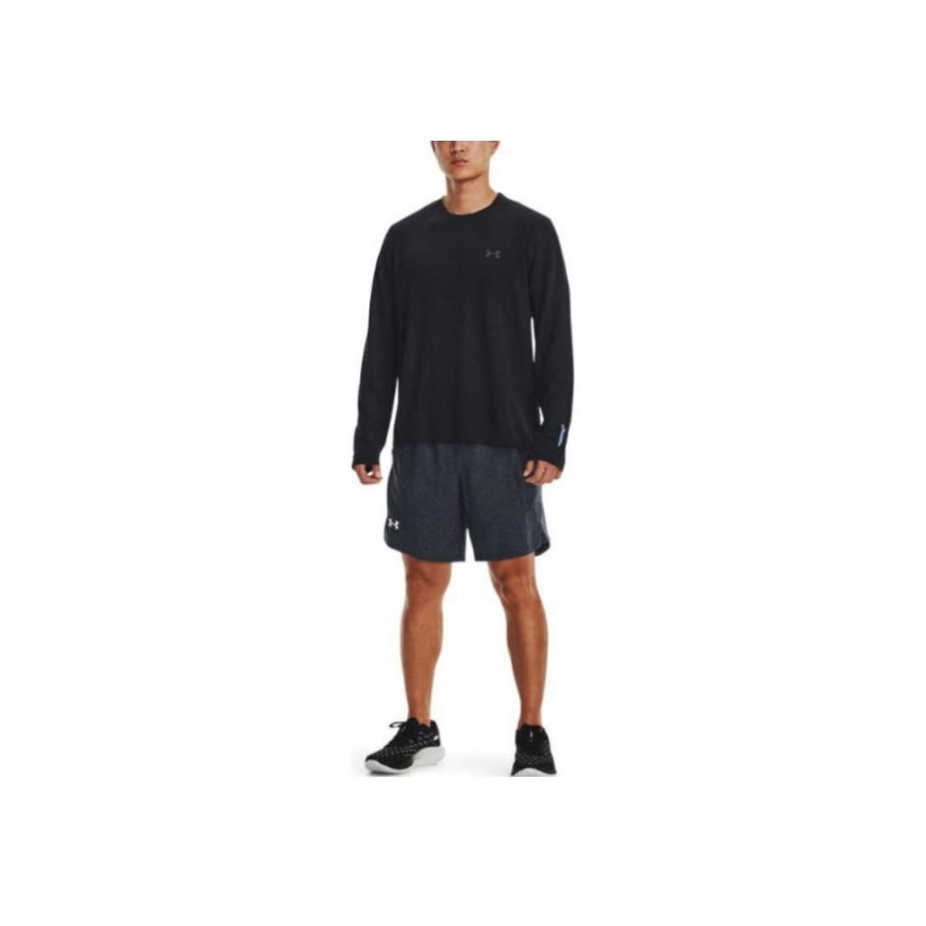 Under Armour Solid Color Crew Neck Pullover Straight Long Sleeve T-Shirt Men Tops Black 1375693-001