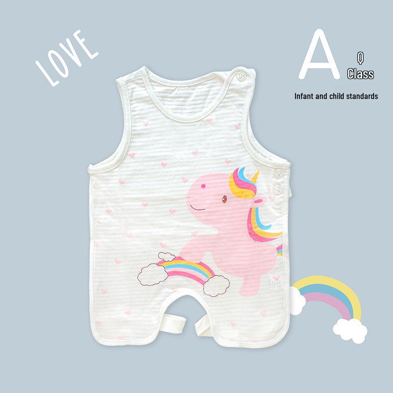 Милый летний хлопковый полукомбинезон Tao Baby и тонкие леггинсы с защитой животика для новорожденных