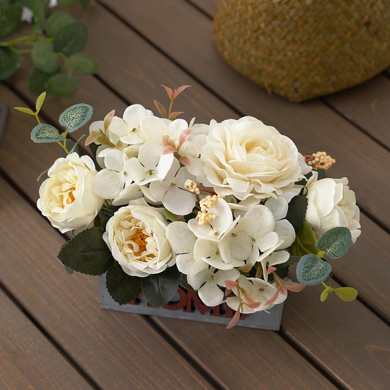 Artificial Peony Flower In Pot With Silk Material For Table Centerpiece And Event Decor