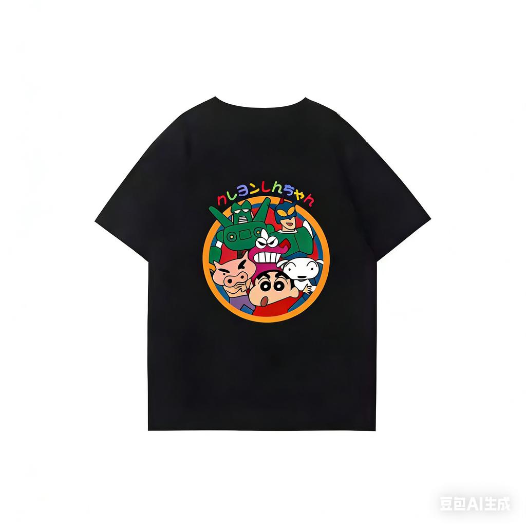 2026 Summer Comic Form Crayon Shinchan Image 100 Cotton Printed Oversize Casual Tshirt Adult Children Parentchild Top y2k