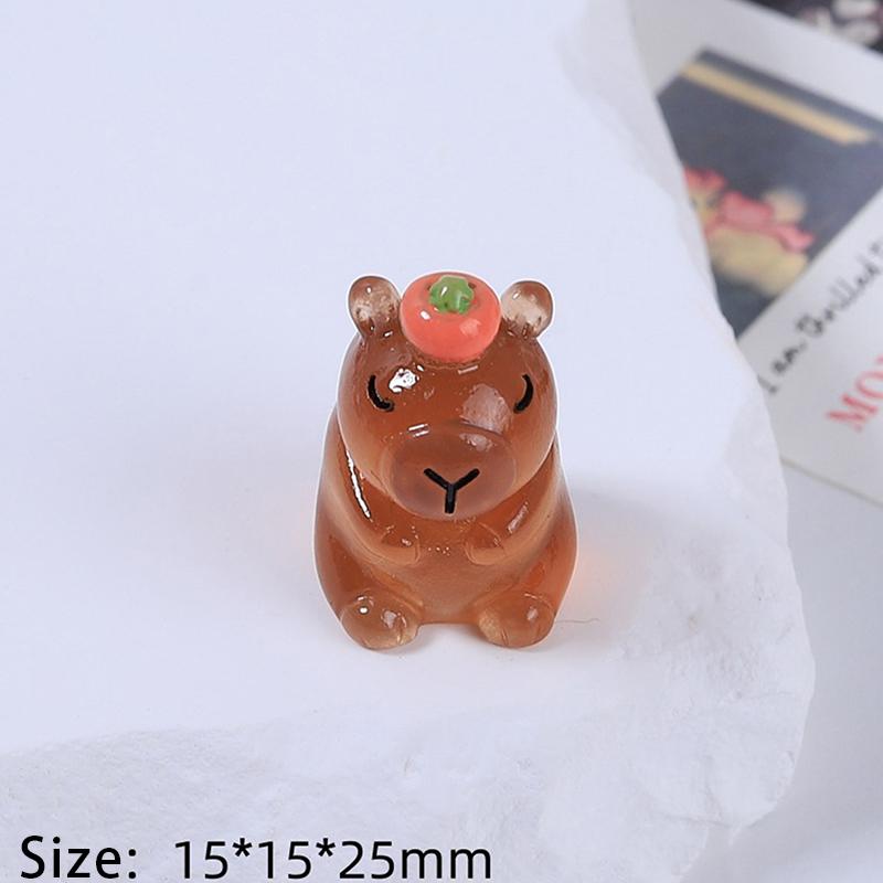 Светящаяся миниатюрная фигурка капибары из смолы, светящаяся ночью, украшение для сада феи, украшение своими руками, милое украшение для стола
