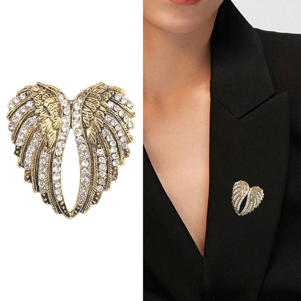 Alloy Diamond Retro Wings Brooch Fashion Trend Clothing Versatile Accessories