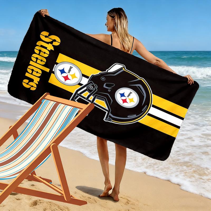 Pittsburgh Steelers Print Beach Towel, Large Soft Quick Dry Towel for Beach Camping Swimming