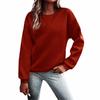 Women's European and American Loose Fit Round Neck Solid Sweatshirt - Autumn/Winter Plus Velvet Long Sleeve Casual Sports Top