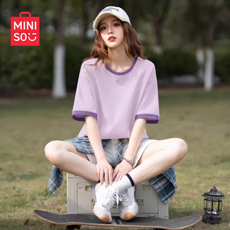 MINISO Женская повседневная хлопковая футболка с коротким рукавом