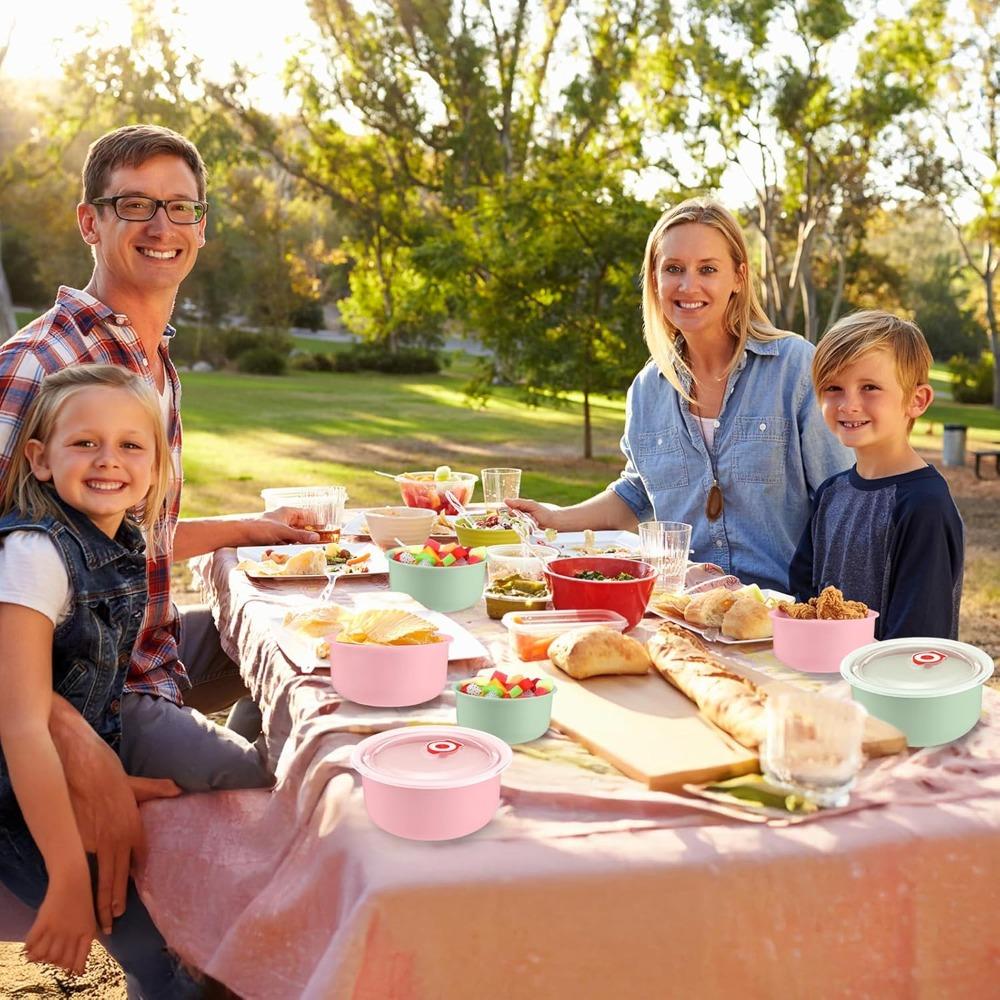Пластиковый ланч-бокс с крышкой, контейнер для хранения фруктов и закусок, штабелируемый контейнер для еды, подходит для микроволновой печи, коробка для сохранения домашней еды