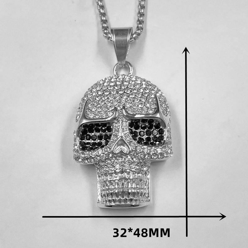 Fashion New Skull Men Pendant Necklace Classic Hip Hop Full Rhinestone Stainless Steel Necklace for Men Party Jewelry Gift