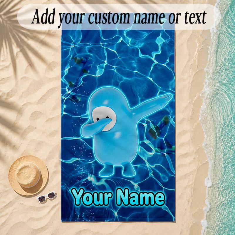 Beach TowelFall Guys Custom Name Text Personalized Soft Towel for Beach Pool Indoor Home Decor Gift