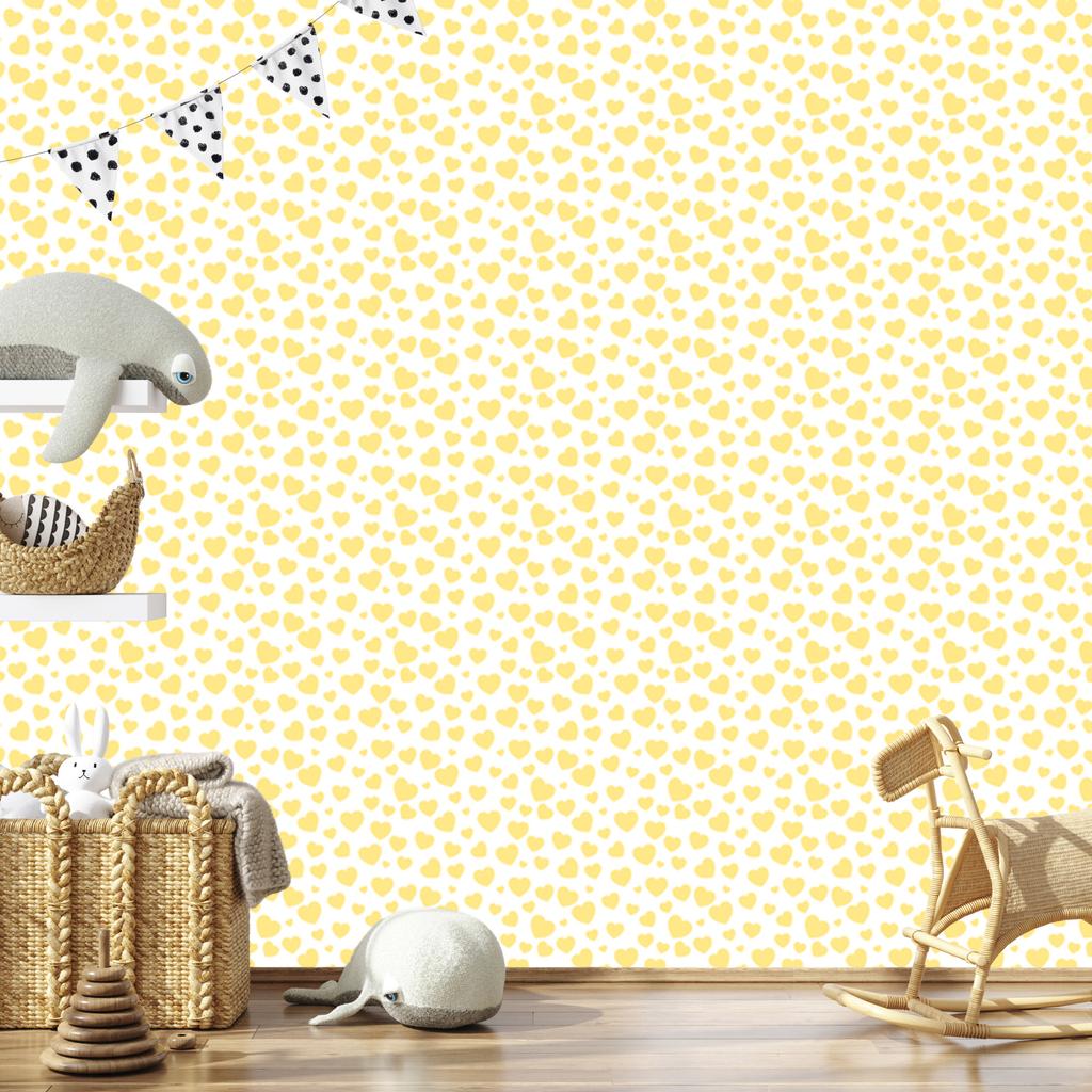 Cream and White Hearts Wallpaper 50x1000