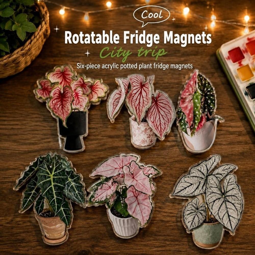 Rotating To Luck Artificial Plant Refrigerator Magnet Rotatable Feature Fridge Magnets  Home Office