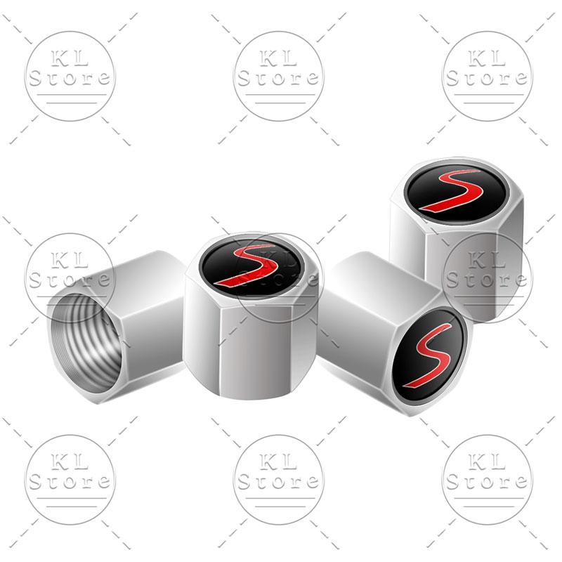 4pcs/set S Logo Car Wheel Tire Valve Air Stem Cap Dustproof Cover For Mini Cooper S Emblem R55 R56 F55 F56 F60 John Cooper Works