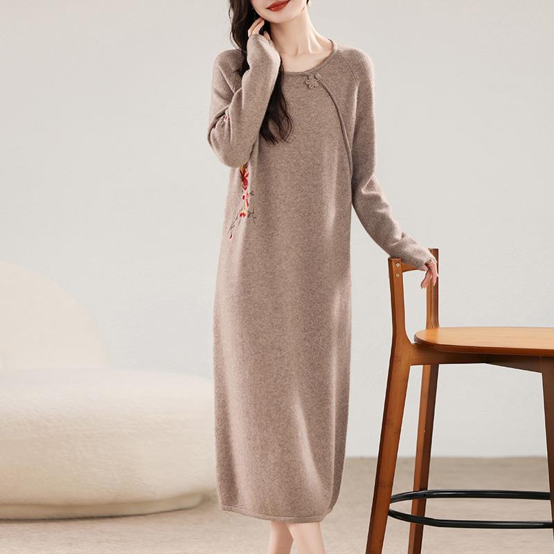 Женское кашемировое платье Qinghe кашемир 30% кашемир 70% шерсть осенне-зимняя кашемировая юбка мягкая и теплая