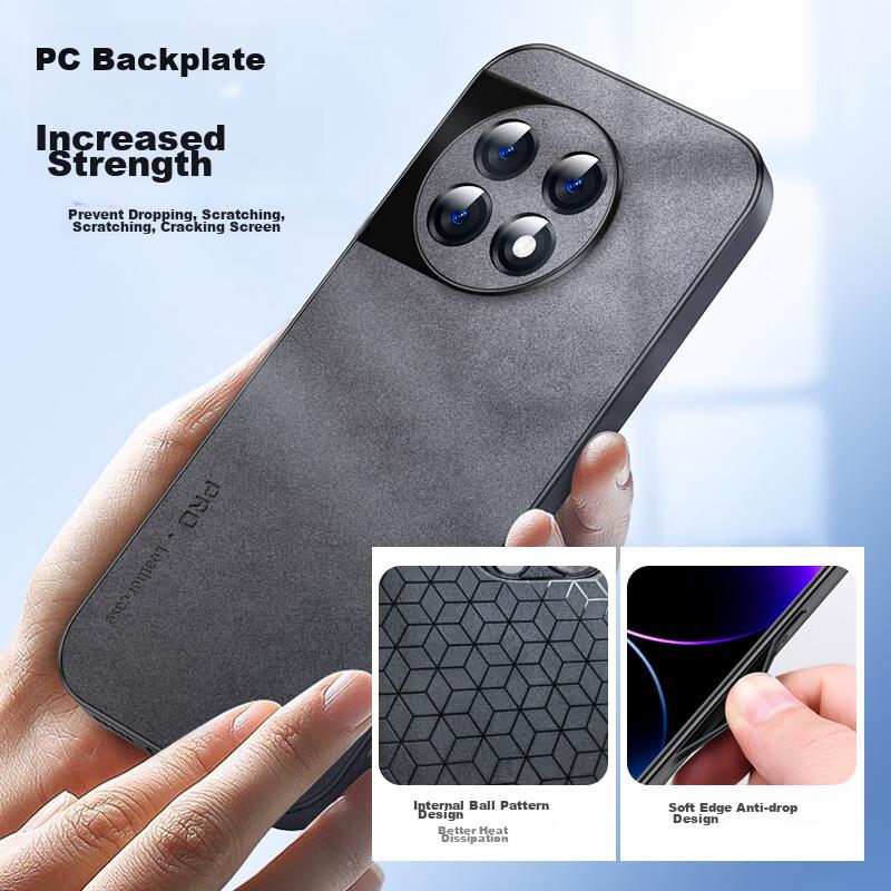 OnePlus 11 Phone Case, OnePlus Shockproof, Full Lens Protection, Soft, Simple Luxury Silicone Outer Case, WoAnd Leather Case, Gray