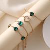 Elegant Emerald Zircon Bracelet Set: European & American Style, Simple Love Light Luxury, 4-Piece, with Shining Square Design