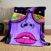Cosmic Sunglasses Girl Blanket bedroom Blanket for Livingroom Couch lunch break Soft throw for Friend's festival Gift