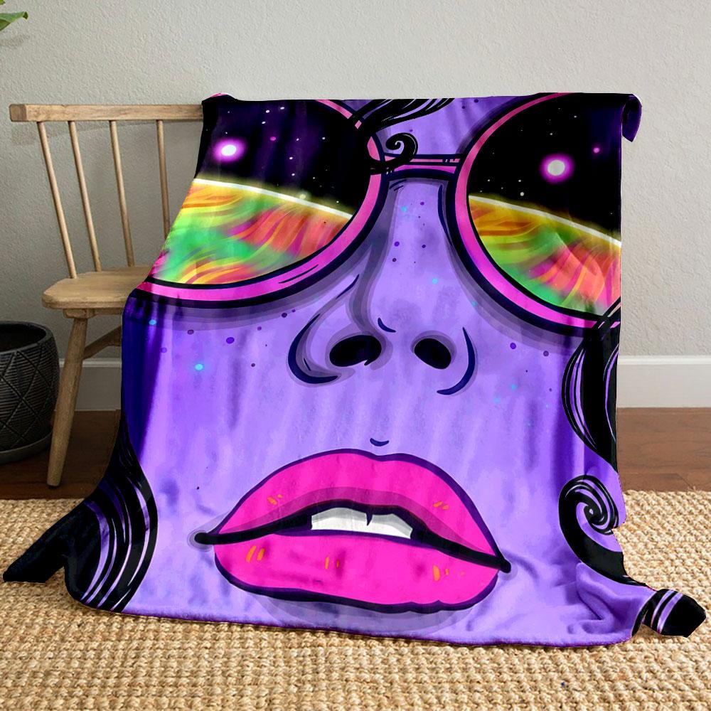 Cosmic Sunglasses Girl Blanket bedroom Blanket for Livingroom Couch lunch break Soft throw for Friend's festival Gift