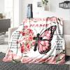 Butterfly Cross Flowers Love Message Gift Personalized Blanket Customize Your Name Soft Cozy For Sofa Couch Office Bed Picnics Four Seasons Universal