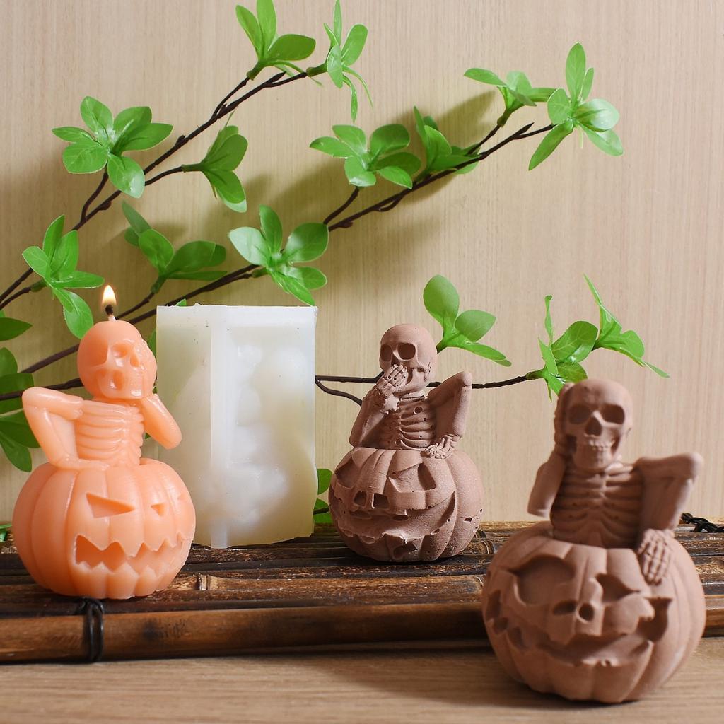 3D Форма для свечи в виде скелета Хэллоуин Силиконовые формы Тыквы Формы для литья Гипсовые формы ручной работы Материалы для рукоделия
