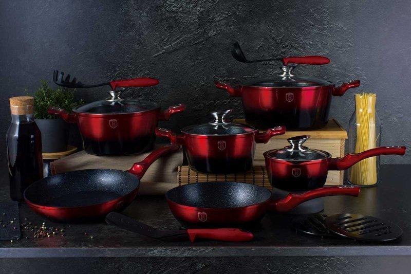Набор кастрюль Berlinger Haus Metallic Black Burgundy Line 15 Эле Bh-1632