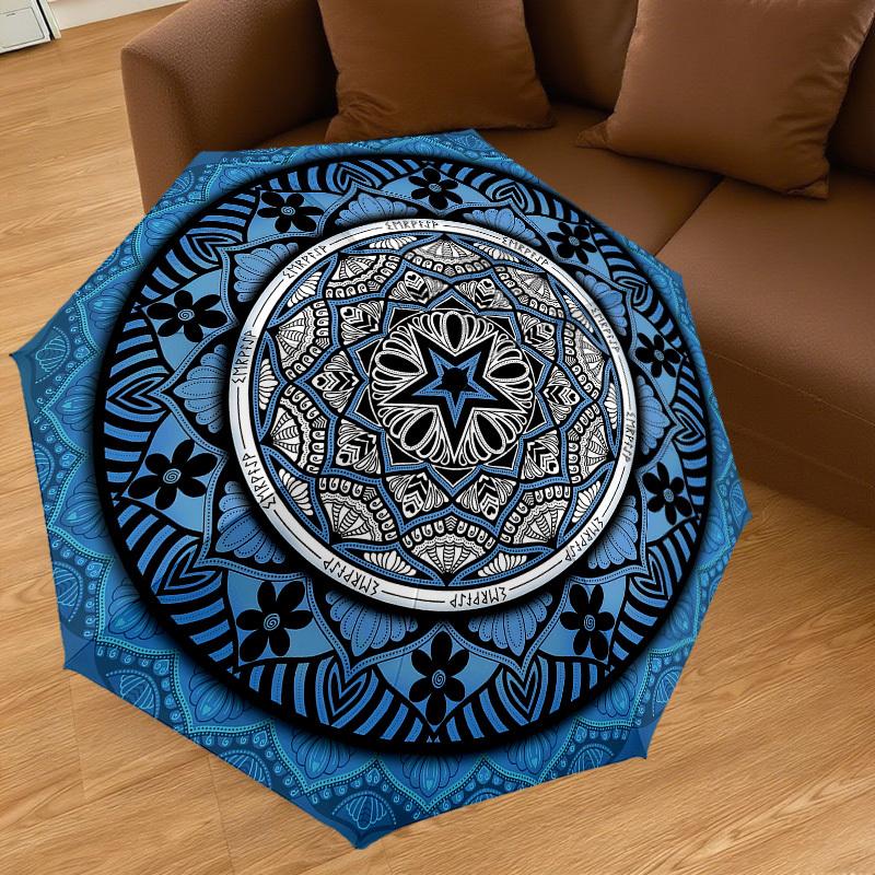 1pc Mandala Pattern Automatic Open/Close Umbrella with Windproof, 8-Rib Sturdy Canopy, Durable Ribs, Fashionable Design1213A