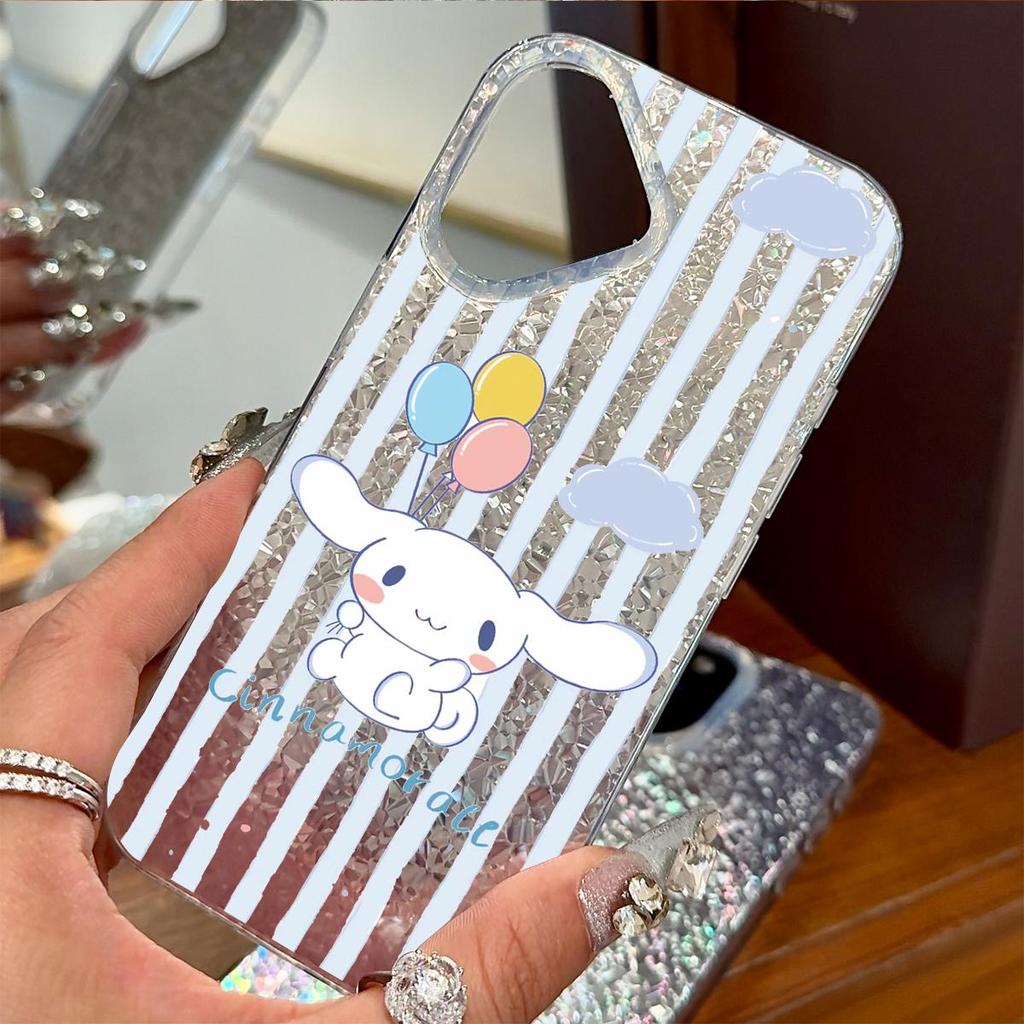 Чехол для iphone 13 Air 15 XS Max 14 XR 16 Plus 11 17 Pro 12 18 Pro Max Серебристый Блеск Трескающийся Фон Большая Ушастая Собака с Воздушными Шарами