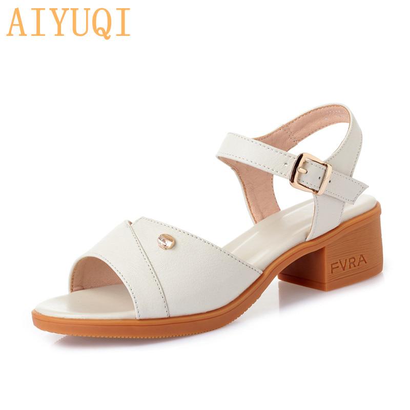 AIYUQI Sandals Summer Women 2019 New Women's Sandals Women's Brand Shoes Sandals Genuine Leather for Female Large Size 41 42 43