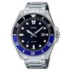 Casio Stainless Steel 200M Bezel Black Dial Anlogo Dive Watch MDV-107D-1A2VDF Black/Blue 3-Hand