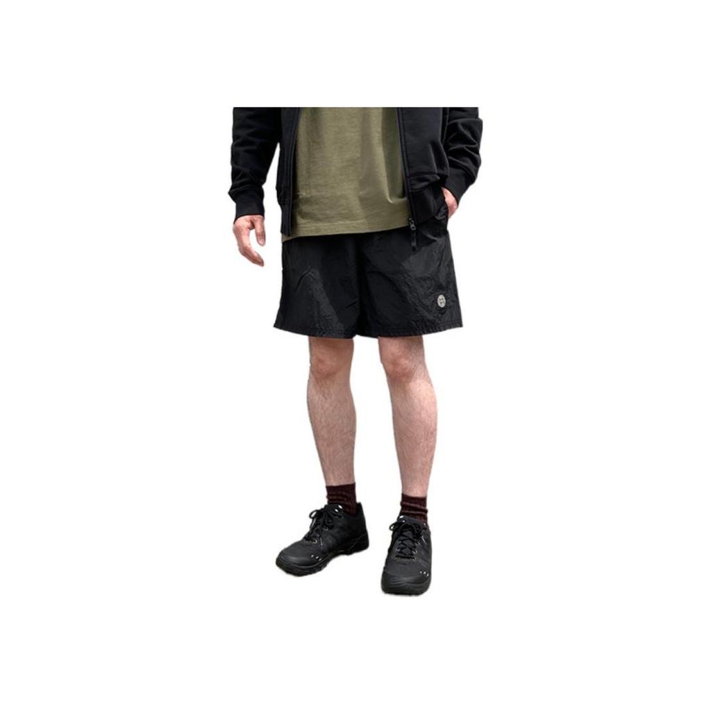 STONE ISLAND Плавки-шорты с логотипом-патчем черные мужские 7415B0943-V0029