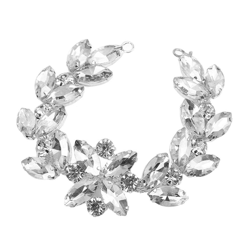 1pcs Glass DIY Craft Chains Sparkling Flower shape Statement Rhinestone Chain For Women