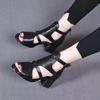 Square Roman Sandals Women Thick-heeled Open-toed Fishbeak Buckled Sandals