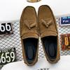 Замшевые кожаные туфли мужские модные удобные мокасины ручной работы мужские повседневные туфли для вождения сверхлегкие туфли с мягкой подошвой