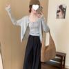 Gentle Style Knit Cardigan & Tie-Up Vest Set - Sweet Slimming Two-Piece for 2025 Spring & Autumn