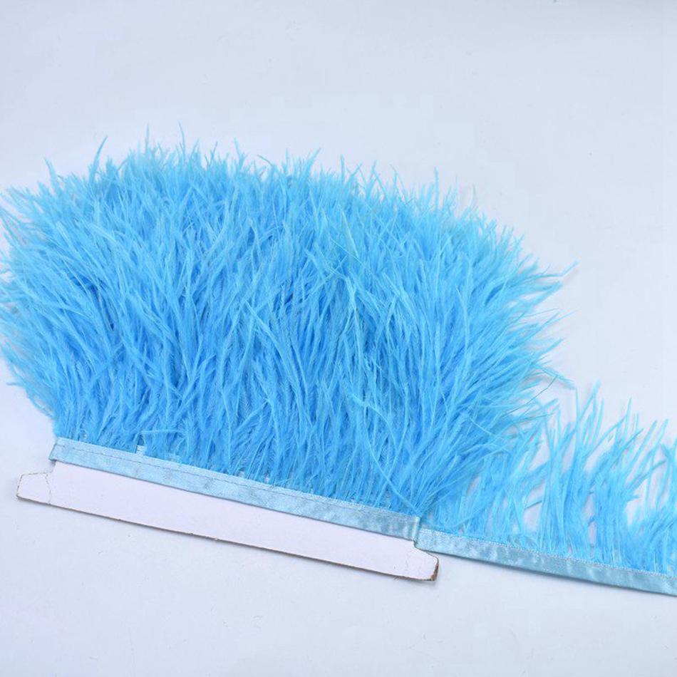 100CM Natural Ostrich Feather Trim Ribbon Crafts DIY Boho Wedding Dresses Sewing White Plume Tape Party Home Decoration