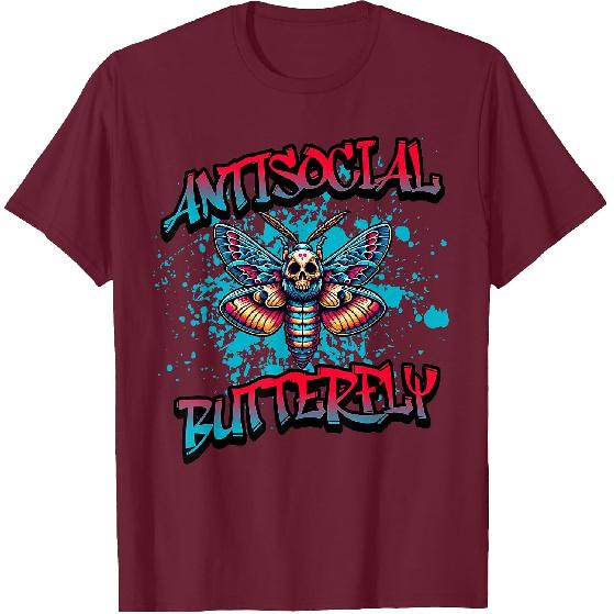 Antisocial Butterfly, Funny, Graffiti Style T-Shirt
