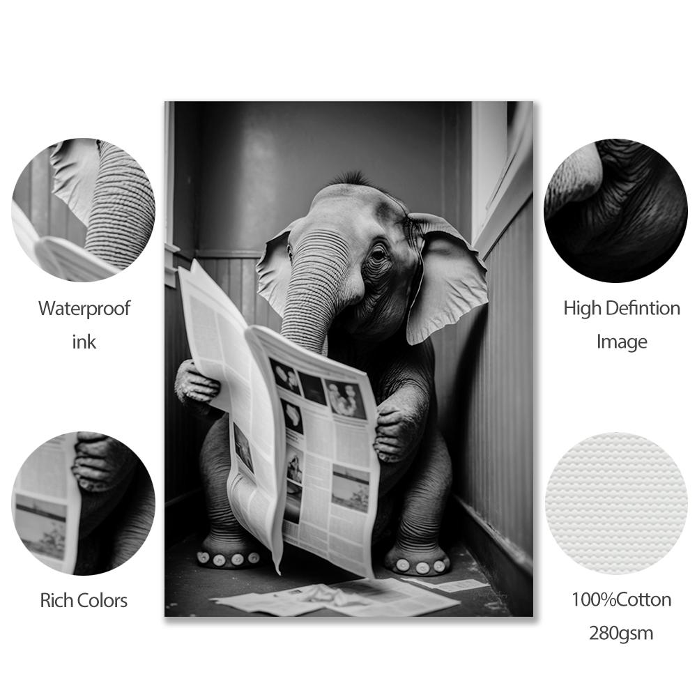 Милая обезьяна, художественная стена в ванной комнате, забавные принты плакатов, туалетный юмор, полет животных, чтение, холст, картина, детская комната, туалет, домашний декор