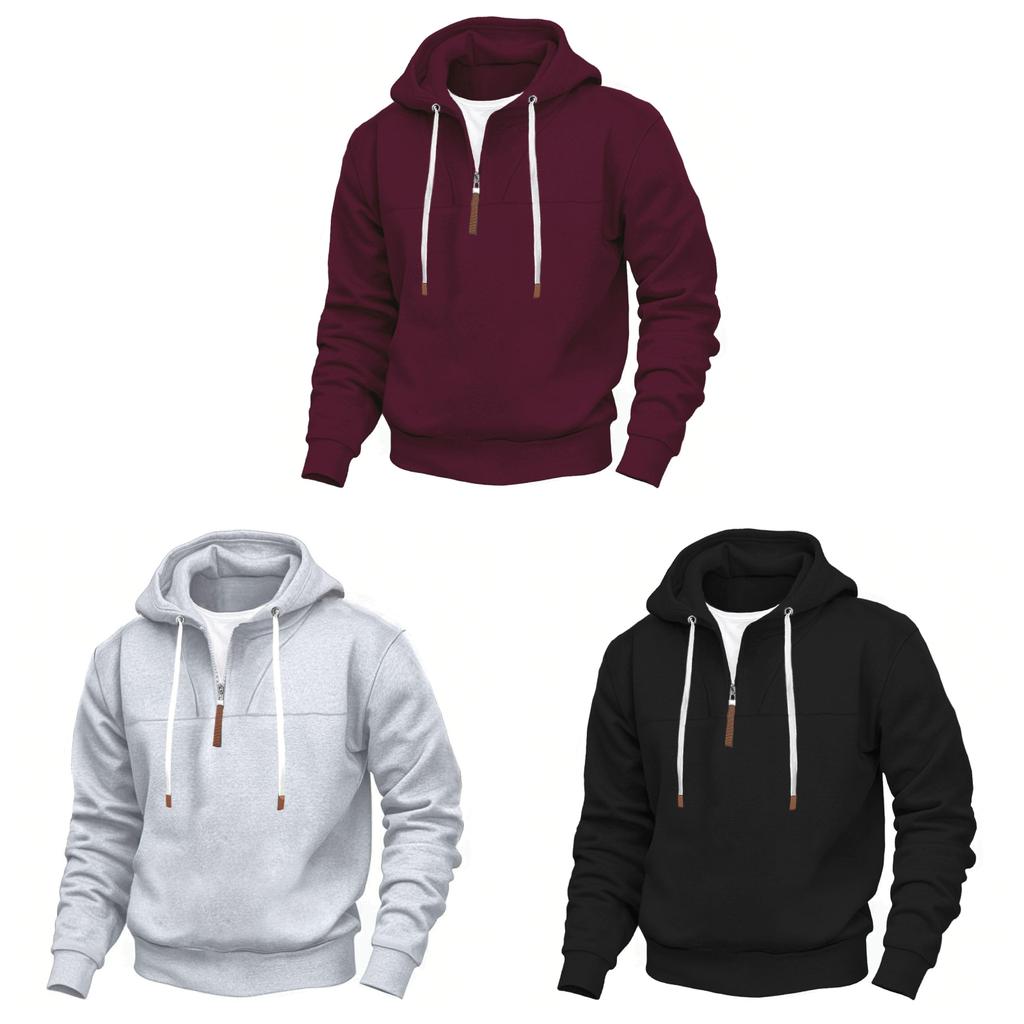 Classic American Mens Fleece Hoodie With Zipper Pouch For Casual Winter Wear