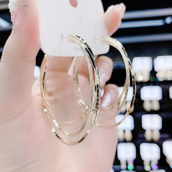 1 Pair Women Earrings Multi-layer Exaggerated Shiny High Polished Temperament Ear Decoration Jewelry Round Large Hoop Earrings Women Gift