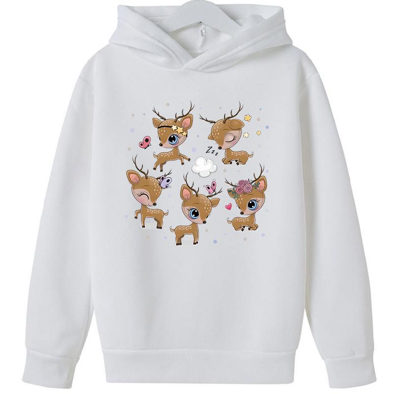 2025 Популярная Рождественская Повседневная Толстовка для Детей с Принтом Оленя, Спортивная одежда для Девочек с Длинным Рукавом, Удобный и Универсальный Топ