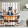 Причудливый декор ванной комнаты: Лисы, купающиеся в роскоши, 3D-печатная шторка для душа для украшения дома, белая, оранжевая, красочная, животная при