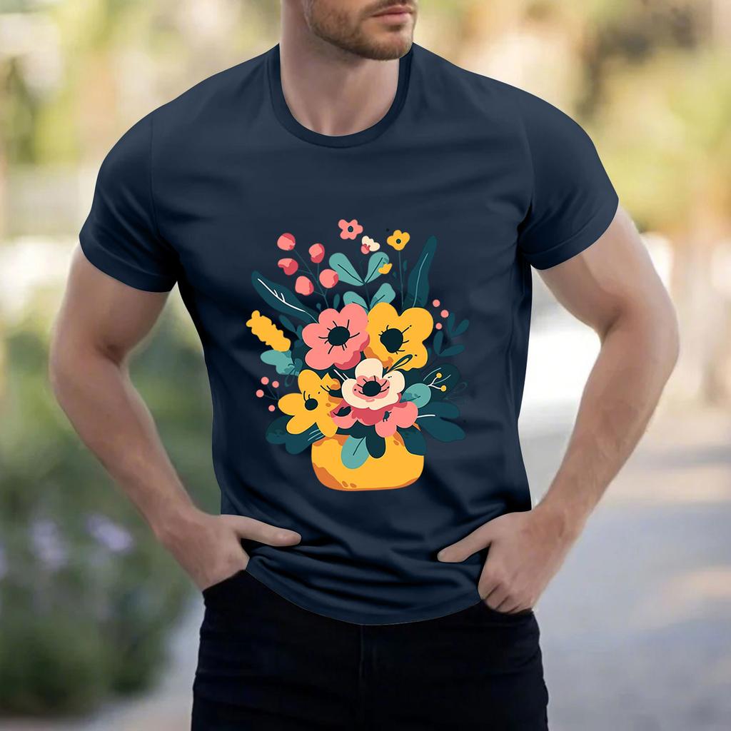 Men's Stand Collar Short Sleeve Shirt Loose Leisure Holiday Shirt Man