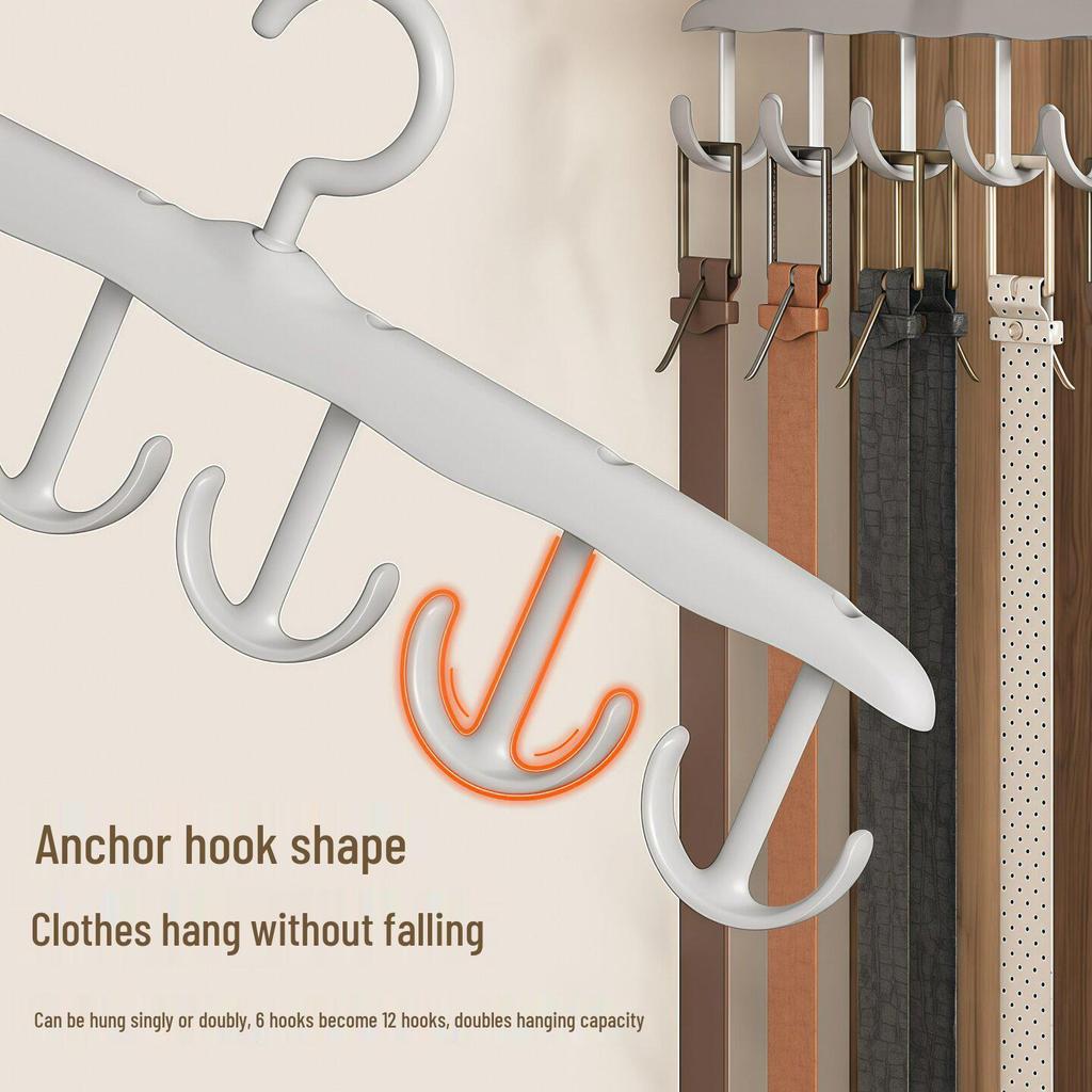Rotatable Multi-Hook Hanger: Tie Rack, Multifunctional Lingerie, Camisole, Vest Storage with 12 Hooks.