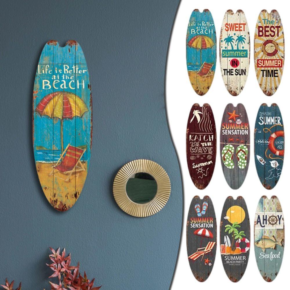 Exquisite Printing Marine Steering Wall Board Cool Wooden Surfboard Wooden Sign   Wall Ornament