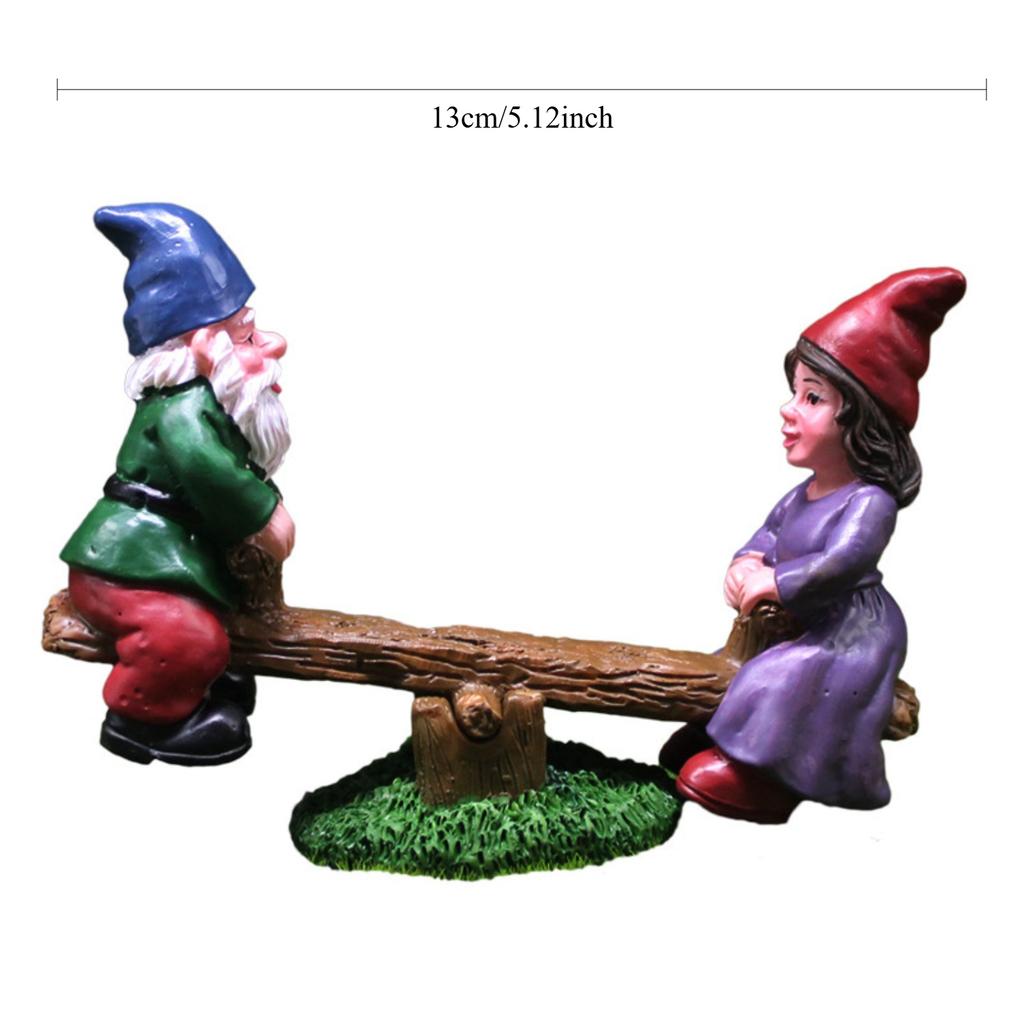 Outdoor Garden Decorations Colorful Seesaw Design Resin Small Dwarf Figurines for Desktop Yard Garden