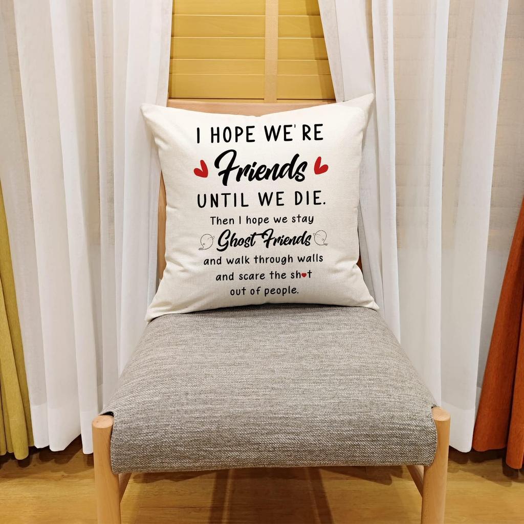 OUZ Best Friendship Gift for Friends Pillow Case - I Hope We're Best Friends, Funny Throw Pillow Cover, Gifts for Women Girls Sisters Gifts for