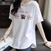 Pure Cotton Short-sleeved T-shirt for Women In Summer Curved Hem Irregular Large Size Medium-length Style Covering Butt To Make Them Look Slimming Top