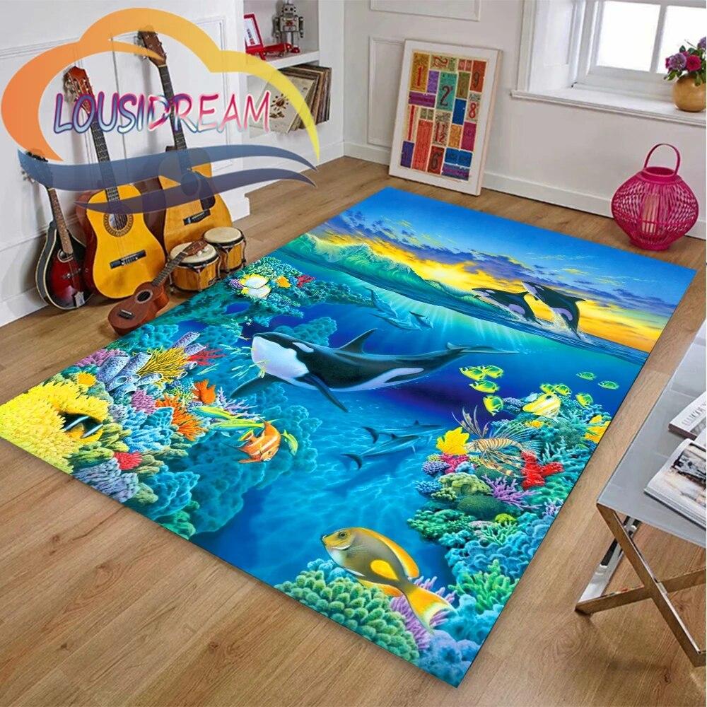 Ковер из мира морских животных Delphinidae, океанические дельфины, гостиная, спальня, большая площадь, мягкий 3D модный декоративный коврик