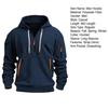 Men Fall Winter Hoodie Solid Color Drawstring Long Sleeves Half Zipper Arm Pocket Strap Decor Hooded Loose Daily Wear Casual Sport Top
