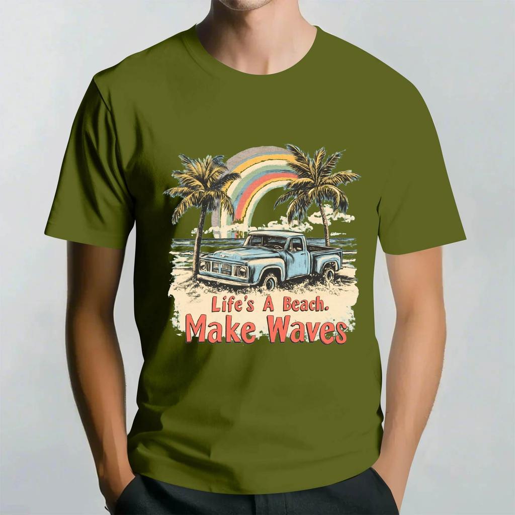 Мужская рубашка с воротником-стойкой и коротким рукавом, свободная рубашка для отдыха и отдыха, мужская