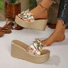 Fashion Wedges Women Shoes 2025 Summer New Shiny Big Butterfly Knot Women's Slipper Super High Heel 9CM Fashion Platform Slides