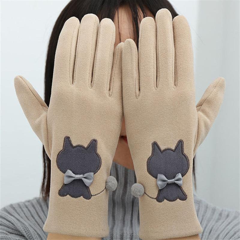 Winter Plus Velvet To Keep Warm and Cute Touch Screen Ski Riding Gloves